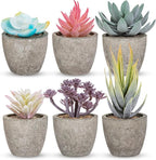 Set of 6 Artificial Succulents Potted - Realistic Mini Fake Cactus Plants in Paper Pulp Pots, 2-4'' Mixed Sizes for Farmhouse Shelf, Bathroom, Coatrack Shelf, Bedroom Indoor(Vivid Style)
