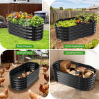 YSEJOMP 17" Tall Outdoor Garden Raised Garden Bed Kits, 4ft X 2ft Oval,0.8MM Thick Metal Raised Planter Bed/Ground Planter Box for Variety of Flowers,Herbs,Vegetables (Black, 48X24X16.5 Inches)