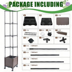 Quibbay Raised Garden Bed Planter Box with Trellis, 62.2" Self-Watering Tomato Planters for Climbing Plants Vine Flowers Outdoor Patio, Tomatoes Cage with Trellis Wheels for Outdoor, 1Pack