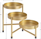 Kate and Laurel Finn Modern Tri-Level Plant Stand, 7.25 x 7.25 x 10, Gold, Indoor Multi-Tiered Plant Stand for Tabletop