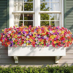 Alupssuc 24 Bundles Artificial Flowers for Outdoors Decoration, UV Resistant Silk Faux Daisy Flora Spring Fake Plastic Plants Greenery for Outside Indoor Yard Home Porch Window Box Decor, Mix 8 Colors
