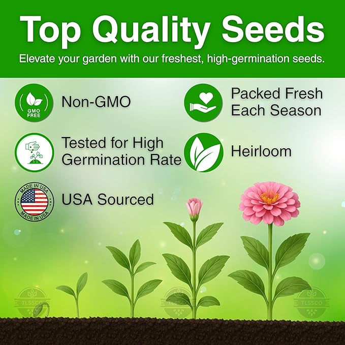 754+ Zinnia Dahlia Seeds, Pack for 2026 USA Premium Non-GMO Flower Seeds, Vibrant Zinnia Elegans for Pollinator Gardens, Borders & Containers, Easy-to-Grow Outdoor Blooms