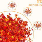 INXUGAO Artificial Fake Mums Fall Flowers for Outdoor Outside Decoration 12 Bundles Faux Silk Flowers Plants Realistic Daisy UV Resistant Fall Décor Autumn Front Door Porch Patio Yard Decoration