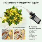 HEYFUNi Vines with Lights, 23 Ft 73 Led Faux Pothos String Lights Plug in, Leaf Lights for Bedroom, Wall, Balcony, Wedding Decor, Warm White