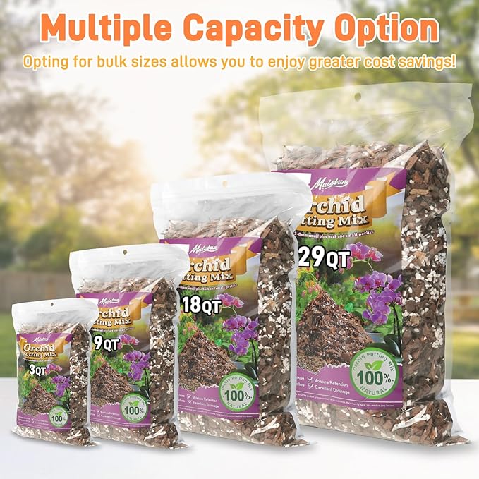 Orchid Bark Potting Mix - 18QT Natural Orchid Potting Mix for Repotting, Blended with Small Pine Bark and Perlite to Provide Ideal Ventilation and Good Drainage for Orchids and Other Potted Plants