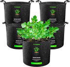 VIVOSUN 5-Pack 5 Gallon Grow Bags Heavy Duty 300G Thickened Nonwoven Plant Fabric Pots with Handles