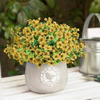 ATTGREAT Artificial Flowers Outdoor Faux Plants UV Resistant Fake Patio Flowers Plastic Greenery Plnats Outside Bulk for Spring Garden Hanging Planter Home Vase Decor, 12 Bundles (Yellow)