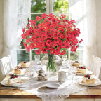 Roberly 24 Bundles Artificial Flowers for Outdoors UV Resistant Silk Fake Flowers Faux Plastic Plants for Porch Garden Window Box Indoor Outdoor Spring Summer Home Farmhouse Decor, Red