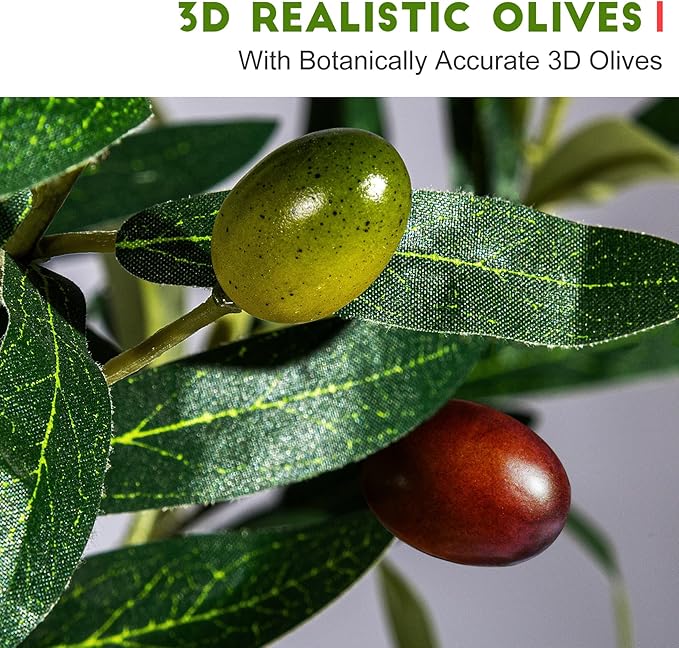 Small Artificial Olive Tree Faux Trees Indoor Outdoor Realistic Floor Plant Fake Plants for House Modern Home Living Room Master Bedroom Office Front Porch Decor Outside Patio para decoracion