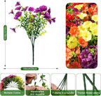 Fanfantoey Artificial Flowers for Outdoor, UV Resistant Fake Plants Outside Decoration, 14 Pcs Realistic Silk Morning Glory Faux Flowers for Porch Patio Gardens Home Decor(14, 4 Mixed)