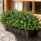 17 Inch Artificial Plants Outdoor Faux Shrubs Eucalyptus Boxwood Grass UV Resistant Fake Plant Greenery Decor for Indoor Window Garden Patio Pathway Front Porch Home Decor（24 Bundles,Green）
