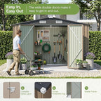 Patiowell 10 x 12 FT Outdoor Metal Storage Shed, Heavy-Duty Shed Storage with Lockable Doors and Steel Frame, Utility Tool Outside Large Storage Shed for Garden, Patio, Backyard, Brown