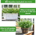 16 Bundles Artificial Outdoor Plants and 2 Pcs Butterfly Stakes Fake Monkey Grass with Flowers UV Resistant Faux Plant Greenery for Outside Planter Porch Patio Garden Window (White)