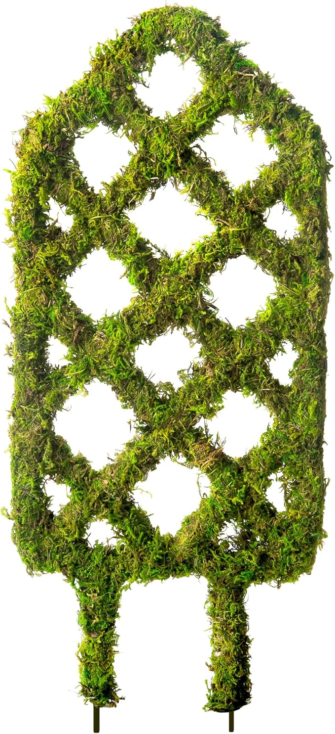 SuperMoss Plant Trellis - Decorative Garden Trellis for Climbing Plants Indoor & Outdoor | Moss-Covered Plant Support for Raised Garden Bed, Patio, Planters, and Garden Decor, Mini 17" X 6.5", Diamond