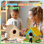 Liliful 4 Sets Wooden DIY Birdhouse Kit, Unfinished Bird Houses with Paints and Paintbrushes, Bird Feeder Craft Arts for Kids Ages 4-8, 8-12, Classroom Activity and Adults Wooden Craft Gifts