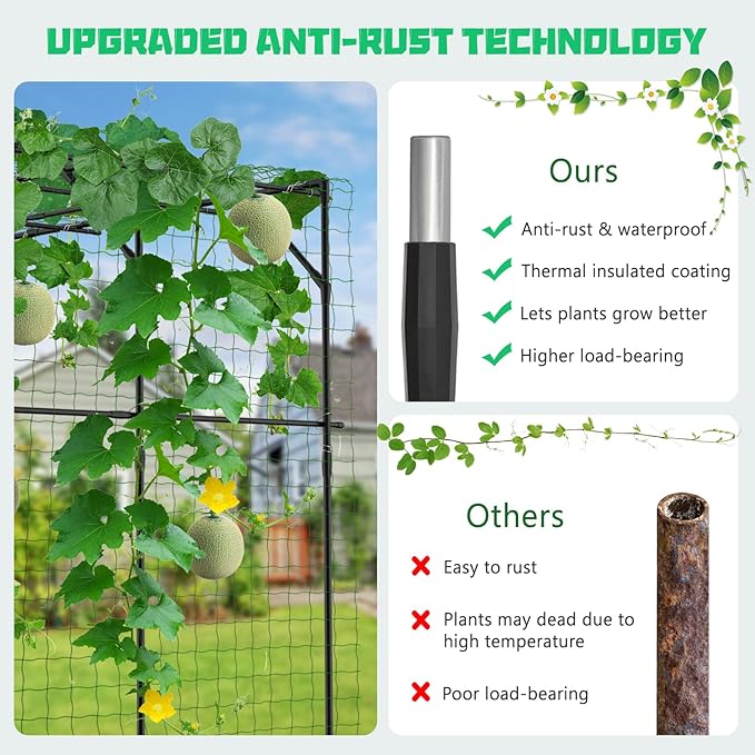 DoCred Garden Arch Trellis for Climbing Plants, 79 Inch Tall Metal Plant Support Trellis Archway for Climbing Vine Vegetable/Fruit/Flower Outdoor Yard Lawn Garden Arch Tunnel Trellis