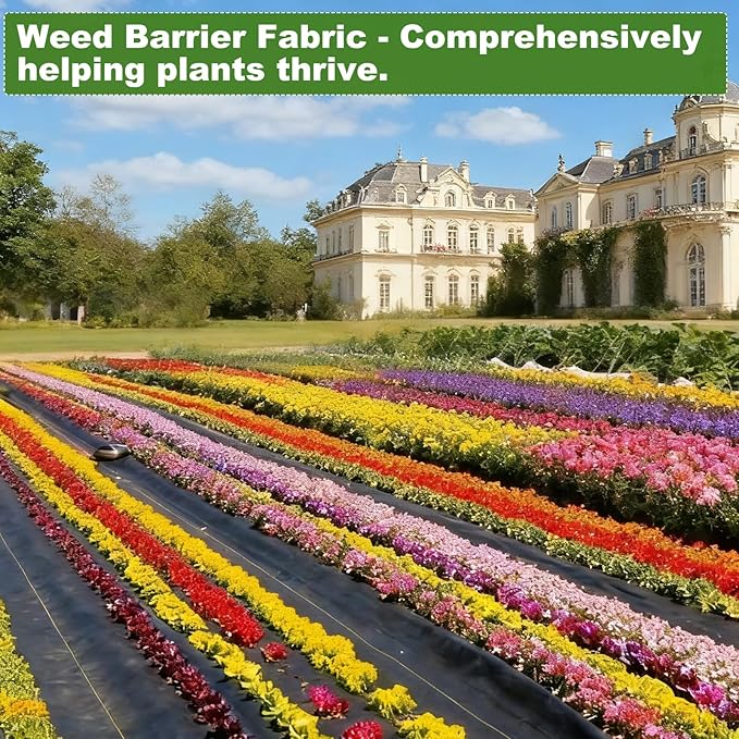 Approx.3.3FT×13FT Weed Barrier Fabric,Landscape Fabric, 3.2oz Weed Barrier Fabric Heavy Duty,Weed Control Garden Cloth,Woven Geotextile Fabric for Garden Beds, Underlayment, Commercial Driveway