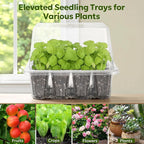 MIXC Seed Starter Kit with Grow Light, Elevated Seedling Tray Kit with Adjustable Humidity Dome and Clear Cell Tray, 12 Full Spectrum Led Beads for Seed Starting Greenhouse, 6 Pack, Transparent