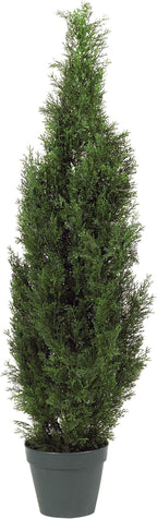 Nearly Natural 4ft Faux Cedar Tree in Nursery Planter, UV Resistant Artificial Pine Tree for Outdoor Front Porch Patio Entryway Decor
