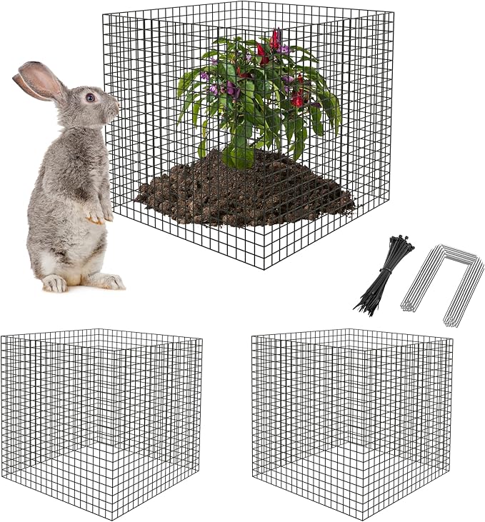 UNIFAMILY 8Pcs Plant Protectors from Animals, 2 Pack Metal Wire Plant Cage, Garden Protector Cage from Deer, Mesh Garden Protector from Rabbits, Chicken Wire Plant Covers from Animals