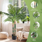 DUMOS 47in Artificial Palm Tree, Tall Faux Fake Plants Indoor with Black Planter Pot and Lifelike Leaves, Maintenance Free Artificial Silk Tree for Home, Office, House, Living Room, Porch Decor