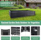 Metal Raised Garden Bed 8x4x1.5Ft Tall Outdoor Large Metal Galvanized Planter Boxes Kit for Vegetables, Flowers and Herbs,Garden Beds with 2Pcs Tomato Cage 1Pc Gloves,Black
