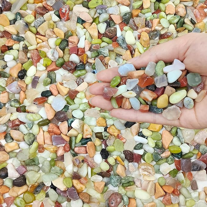 FANTIAN 2 Pounds Pebbles for Plants, 3/8 Inch Succulent Rocks, Decorative Polished River Rocks for Plants Indoor, Vases, Cactus Planters, Bird Bath, Craft and Fairy Garden