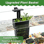 2 Pack Upgraded Adjustable Aquarium Plant Holder, Top Hanging Design Fish Tank Plant Holder, Adjustable Width Height, Fits Tank Edges up to 2.3 in, for Aquaponic Plants and Aquascape Decoration, Black