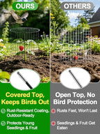 16''H x 11''Dia Plant Protectors from Animals - Full-Protection Anti-Rust Plant Cages with Covers for Outdoor Plants, Wire Garden Cloches for Plants Strawberry Keeping Chicken Rabbits Out, 4 Sets