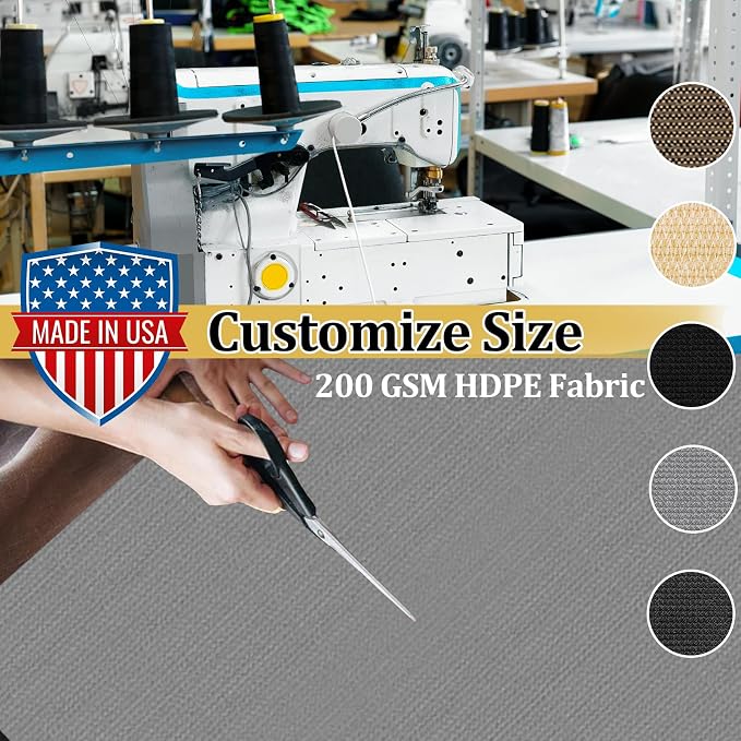 Shade&Beyond Customized Size 7' X 14' Shade Cloth with Grommets, 90% UV Protection UV Protection Mesh Tarp Sun Screens for Patio GN01, Light Gray