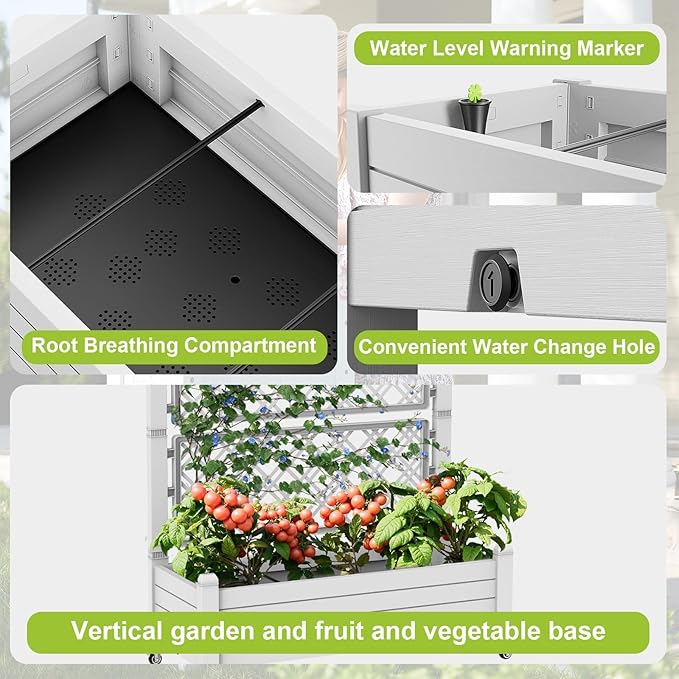 Durable Resin Raised Garden Bed with Drainage Holes & Reinforced Corners - Lightweight Flower Boxes Outdoor for Vegetables, Herbs, and Patio Garden Enclosure System (Ashen, 43.43*18.27*64.29)