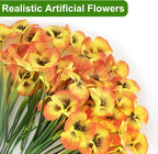 ZAIYW 18 Bundles Artificial Flowers Outdoor Fake Flowers Pansies Faux Artificial Plants for Planter Porch Yard Home Decor (Orange Yellow)