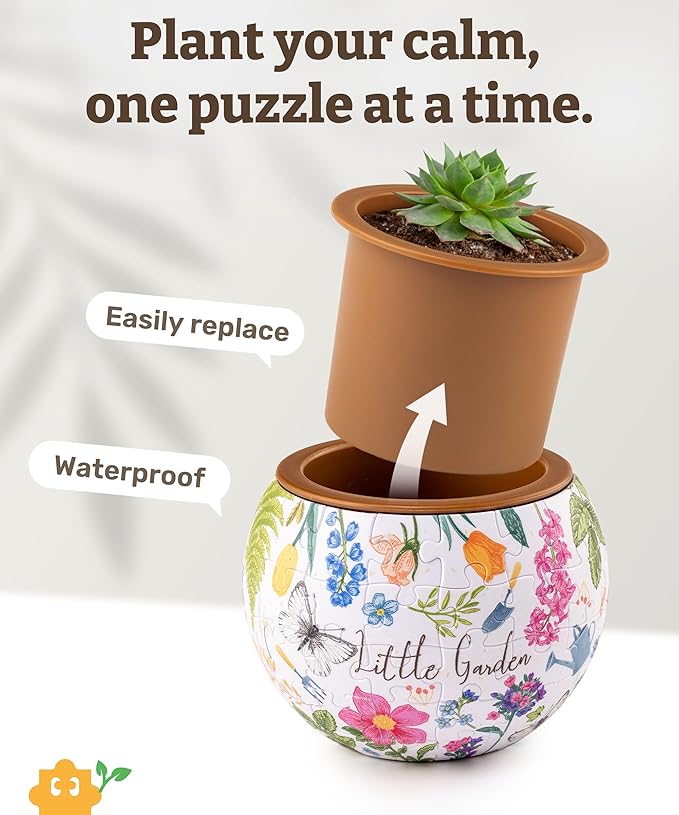 PieceRelax 3D Puzzle Planter 80 Pieces - Flower Pot - Little Garden, for Mom, Home Decor Flower Pots for Indoor Cactus, Succulents Pots [K1116]