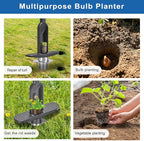 BeneLabel Grass Plugger Tool Lawn Plugger Tool Adjustable 3-6 Inch Digging Depth Long Handle Bulb Planter Tool Heavy Duty Sod Plug Cutter for Turf Repair, Bulb Planting, Seedling Transplant