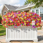 Alupssuc 24 Bundles Artificial Flowers for Outdoors Decoration, UV Resistant Silk Faux Floral Spring Summer Fake Plastic Plants Greenery for Outside Indoor Home Porch Window Box Decor, Mix 4 Colors