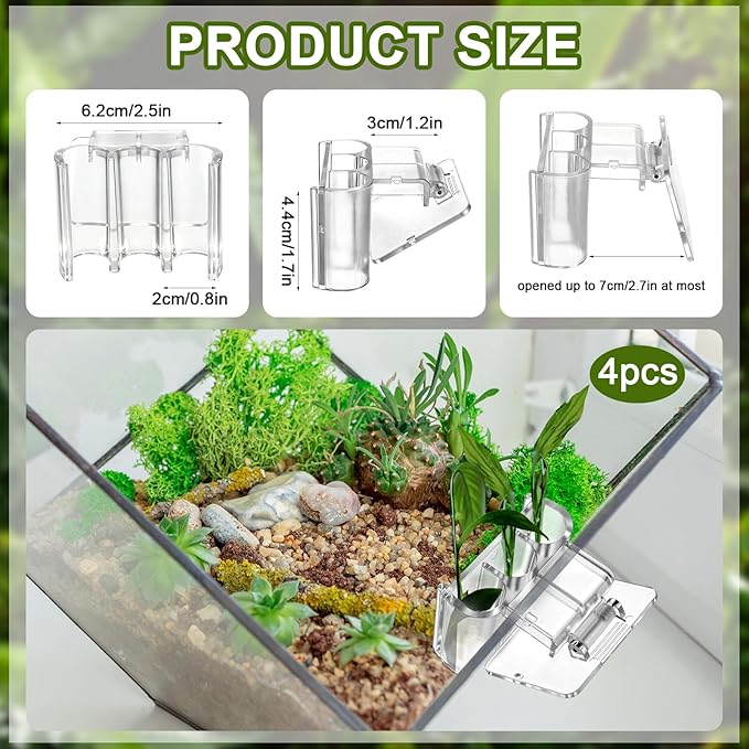 4 Pack Hanging Aquarium Plant Holder Top Hanging Fish Tank Plant Pot Clear Aquarium P-Lant Holder 3 Holes Aquatic P-Lant Cups for Aquarium Tank Decoration