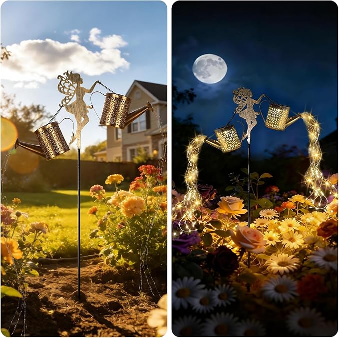 SRNPMIU Solar Watering_Can Light - Solar Yard Decorations Outdoor,Garden Decor Lights for Yard,IP65 Waterproof Hanging Lantern Lights,Outside Garden Flower Bed Decor Light for Moms Birthday 2PCS