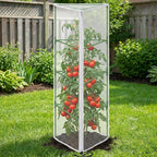 2 Pcs Garden Bird Netting for Triangle Plant Cage, 59" x 20" x 20" Tomato Cage Garden Net Cover with Zipper, Tomato Trellis Insect Bird Barrier Protection Mesh for Vertical Climbing Plant Vegetable