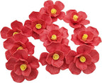 10 PCS 3D Flower Ceramic Tiles,1.6" Handmade Procelain Ceramic Flowers for Artwork,Fish Tank,Vases,Living Room, Dining Table,Office, Home Floral Decor (Double-Flowered Red)