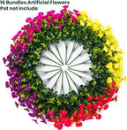Artificial Faux Flowers for Outdoor 16 Bundles Boxwood Fake Morning Glory for Planter,UV Resistant Fake Flowers for Home Porch Patio Outside（4 Color）