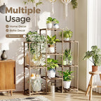 Bamworld Plant Stand Indoor Plants Shelf Outdoor Wood Plant Rack for 4 Tiers Large Flower Stand for Multiple Plants Ladder Plant Holder for Living Room Boho Home and Gardening