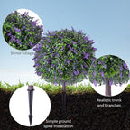 2 Pack Artificial Urn Filler, Artificial Lavender Topiary Shrubs, UV-Resistant Evergreen Plants, Indoor/Outdoor Decoration, Suitable for porches, courtyards, Gardens, and Flower beds