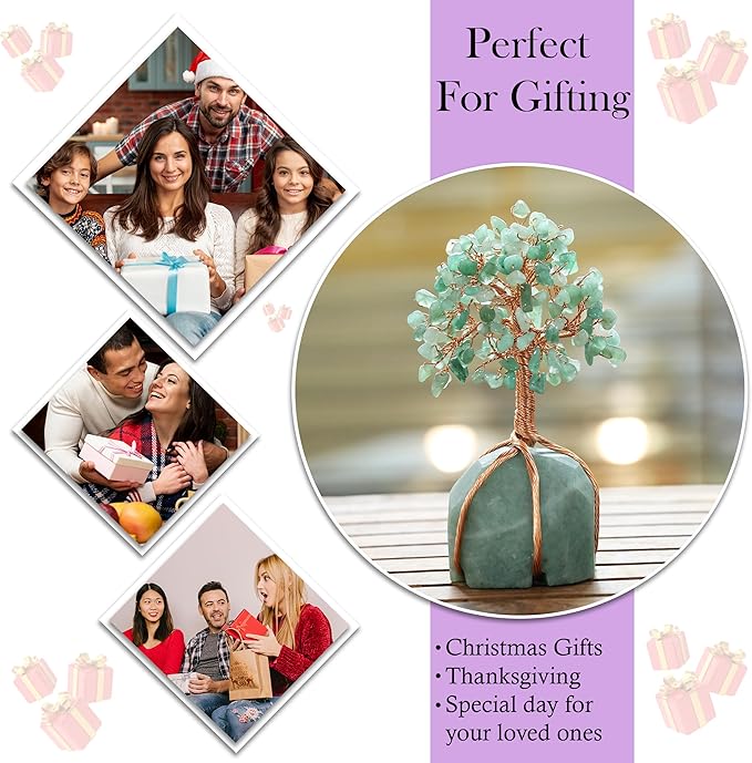 Crocon® Green Aventurine Crystal Tree, Birthday Gifts for Women, Men & Friends, Green Aventurine Stone Base Tree of Life Decor for House, Sister Gift, Birthday Gifts for Mom & Dad, House Warming Gift