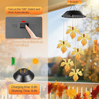 Fall Decor Thanksgiving Decorations Birthday Gifts for Women, Winzwon Solar Lights Outdoor Wind Chimes for Outside Garden Yard Patio Porch Decor Hanging Maple Leafed Halloween Autumn Decorations