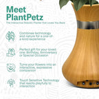 Animated Vase with Bluetooth Speaker - 8.5” Tall |Interactive Smart Flower Vase | Responds to Voice, Touch & Motion | Records Custom Messages | 2 inch Opening, Sequoia