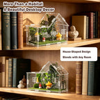Jumping Spider Enclosure, Acrylic Cabin Terrarium with Sloped Roof & Magnetic Front Door, for Arboreal Pets, Mantis, Small Reptile Habitat (Green, L 7.9",W 3.9",H 5.9")