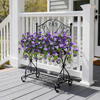 Faux Bougainvillea Artificial Flowers Plants for Outdoor Spring Summer Decoration, 2 Pcs Fake Silk Flower Outside UV Resistant Realistic Long Trailing Vines for Home Porch Patio Balcony Yard(Purple)