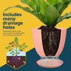 Pink Plant Pots with Drainage Holes & Saucers 15 Pack, Indoor & Outdoor Stackable Space-Saving Planters for Houseplants & Flowers, (7", 6.7", 6", 5.3", and 4.8" Inches), Durable & Weatherproof