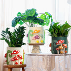GUGUGO 8 Inch Colorful Mushrooms Planters Cute Unique Rainbow Planter with Drainage, Vintage Retro Flower Plant pots for Indoor Plants, Boho Modern Home Décor (8 Inch, B)