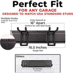 NINE FORTY Garage Tool Organizer Wall Mount - 49.5 Inches, 16" Stud Spacing, 440 LBS. Sturdy Rubber Coated Garden Tool Organizer and Storage Rack with Adjustable Hooks